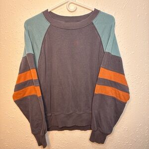 American Eagle Outfitters Teal and Gray Crewneck Sweater